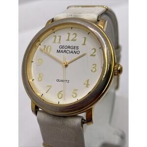 Vintage 1989 Guess Georges Marciano Watch Gold White Leather New Battery